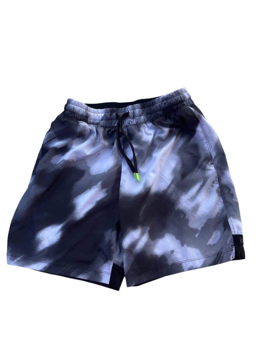 Athletic Works Boys Dri-Works Shorts Husky L (10-12) Blue/Black Tie-Dye Pattern